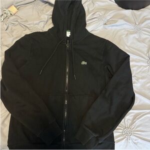 Lacoste Black Hoodie with Green Logo